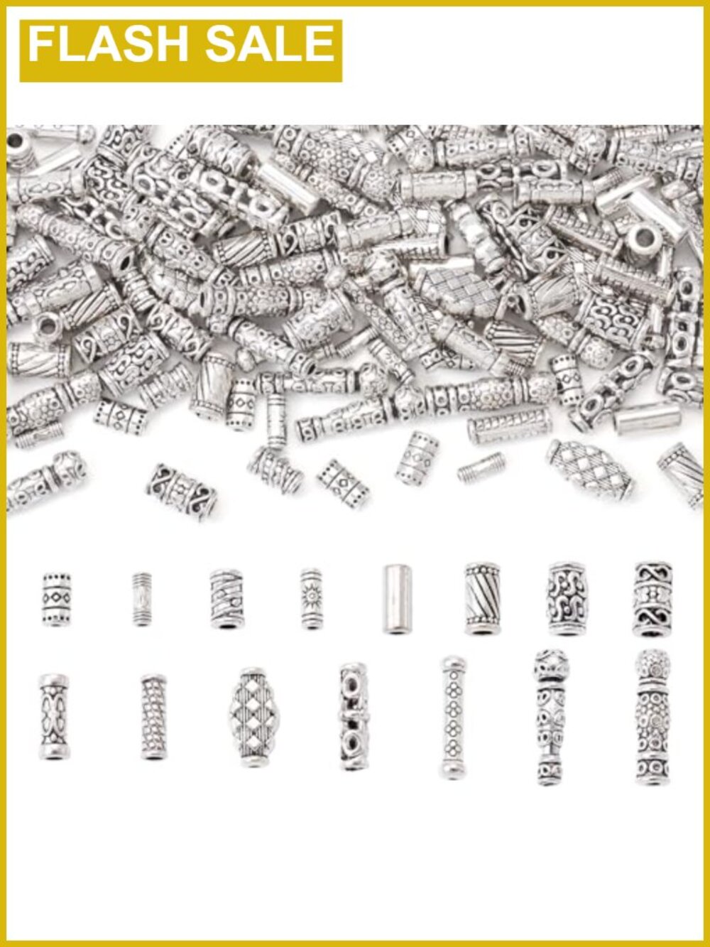 150pc Antique Silver Tube Bar Spacer Beads Metal Column for Jewelry Making